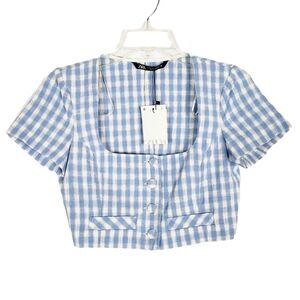 ZARA gingham plaid top blogger favorite NWT